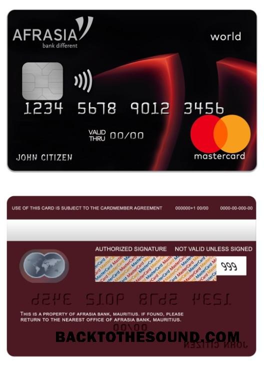 Λήψη Μαυρίκιος Afrasia Τράπεζα world Mastercard Δείγμα δείγμα