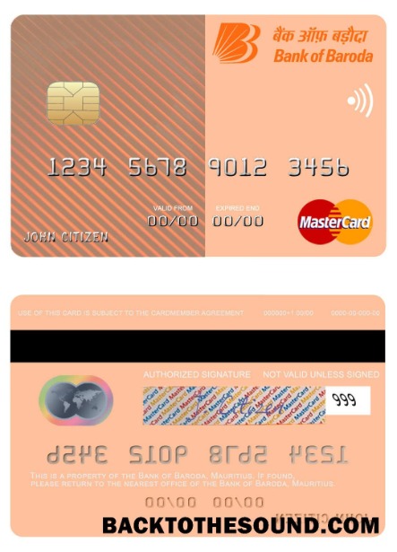 Λήψη Μαυρίκιος Τράπεζα of Baroda Mastercard Δείγμα δείγμα