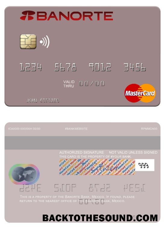 Λήψη Μεξικό Banorte Τράπεζα Mastercard Δείγμα προσχέδιο