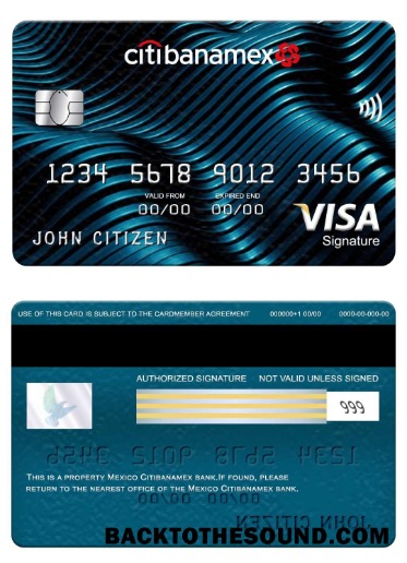 Λήψη Μεξικό Citibanamex Τράπεζα Βίζα Υπογραφή Κάρτα Δείγμα πρότυπο
