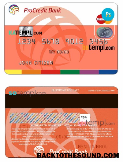 Λήψη Μολδαβία Procredit Τράπεζα Mastercard, fully Επεξεργάσιμο in PSD Μορφή Δείγμα προσχέδιο