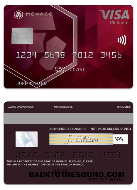Λήψη Μονακό Τράπεζα of Μονακό Βίζα platinum Κάρτα Δείγμα προσχέδιο