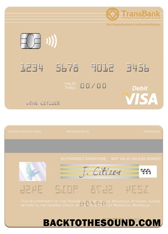 Λήψη Μογγολία TransBank of Μογγολία Βίζα Χρέωση Κάρτα Δείγμα σχεδιασμό