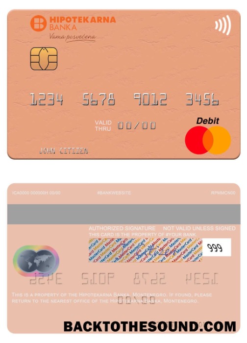 Λήψη Μαυροβούνιο Hipotekarna Banka Mastercard Δείγμα πρότυπο