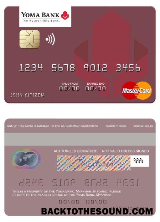 Λήψη Μιανμάρ Yoma Τράπεζα Mastercard Δείγμα προσχέδιο