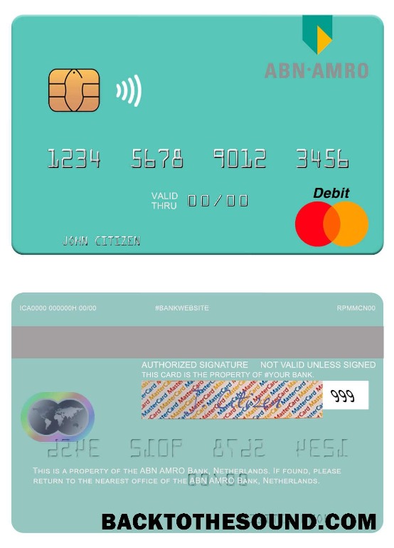Λήψη Ολλανδία ABN AMRO Τράπεζα Mastercard Δείγμα προσχέδιο
