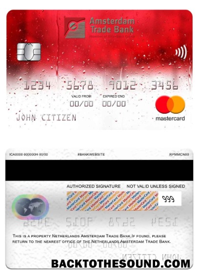 Λήψη Ολλανδία Amsterdam Trade Τράπεζα Mastercard Δείγμα σχεδιασμό