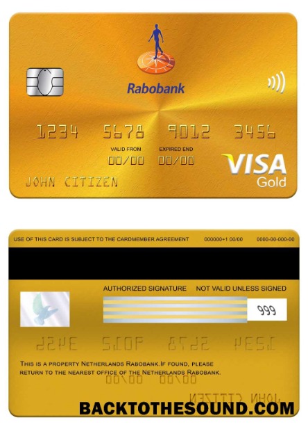 Λήψη Ολλανδία Rabobank Βίζα gold Κάρτα Δείγμα προσχέδιο