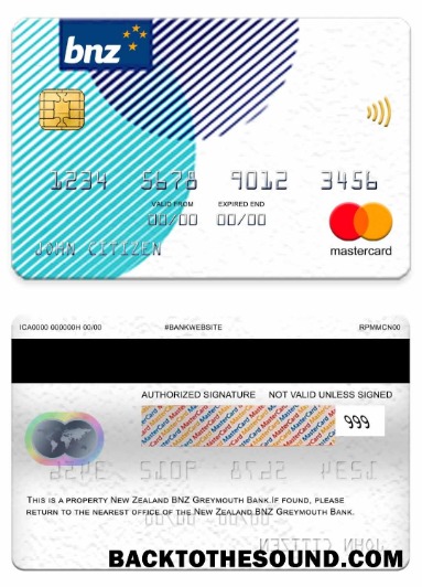 Λήψη Νέα Ζηλανδία BNZ Greymouth Τράπεζα Mastercard Δείγμα σχεδιασμό