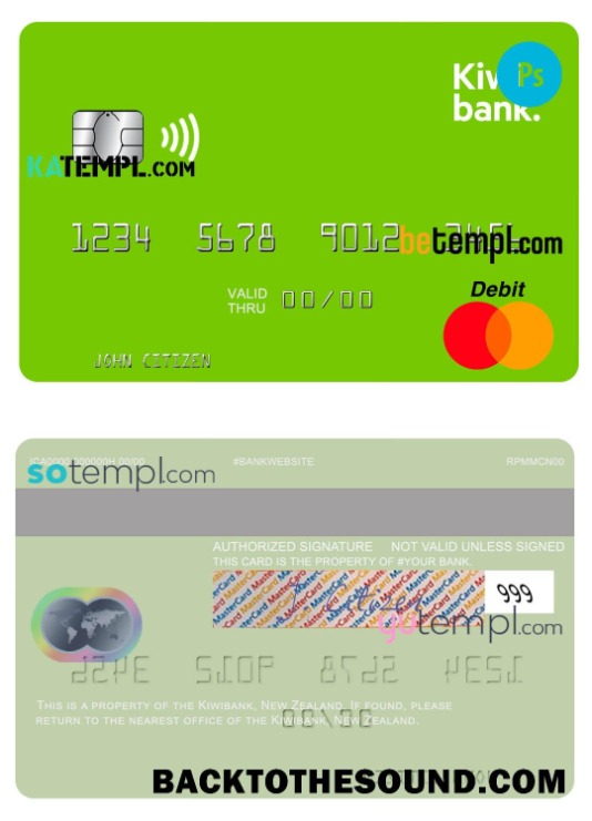 Λήψη Νέα Ζηλανδία Kiwibank Mastercard Πίστωση Κάρτα in PSD Μορφή Δείγμα προσχέδιο