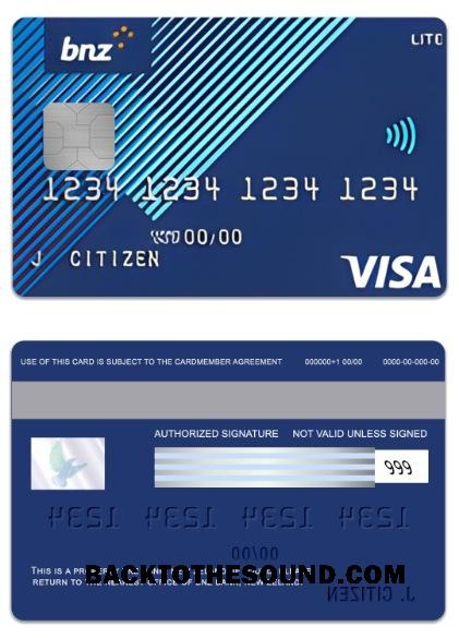 Λήψη Νέο Zeland BNZ Τράπεζα lite Βίζα Κάρτα Δείγμα προσχέδιο