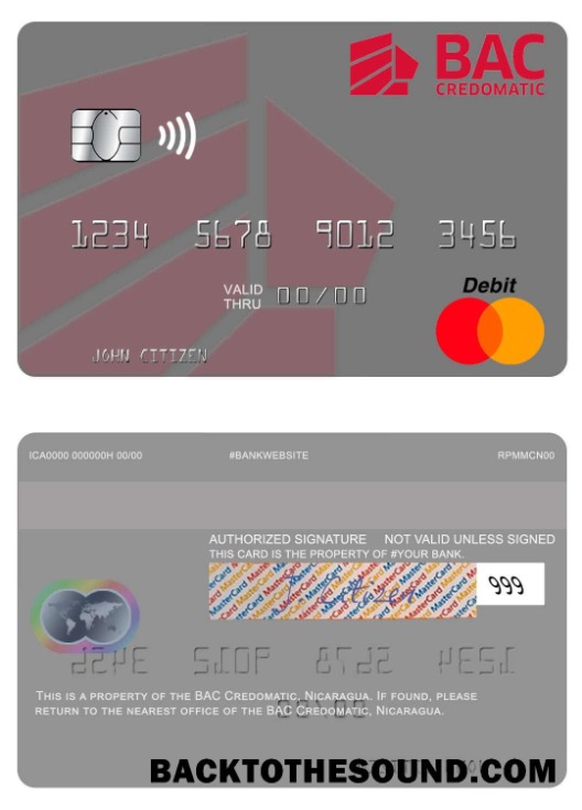 Λήψη Νικαράγουα BAC Credomatic Mastercard Δείγμα δείγμα