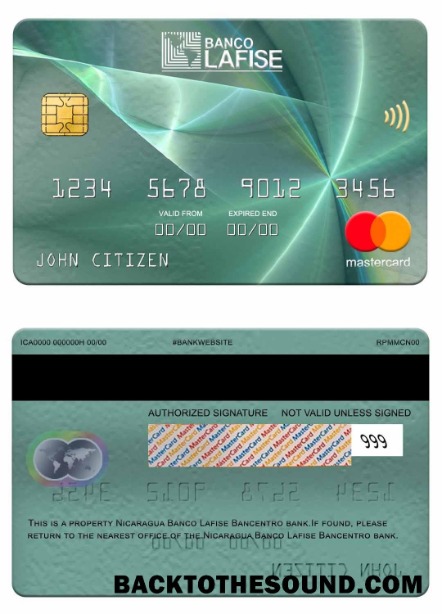 Λήψη Νικαράγουα Banco Lafise Bancentro Τράπεζα Mastercard Οθόνη Δείγμα σχεδιασμό