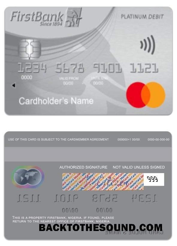 Λήψη Νιγηρία FirstBank platinum Χρέωση Mastercard Δείγμα προσχέδιο