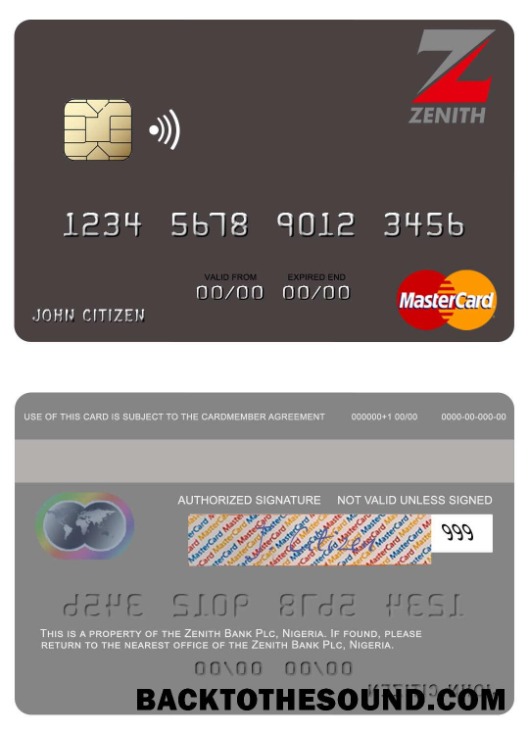 Λήψη Νιγηρία Zenith Τράπεζα Plc Mastercard Δείγμα δείγμα