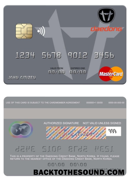 Λήψη Βόρεια Κορέα Daedong Πίστωση Τράπεζα Mastercard Δείγμα πρότυπο