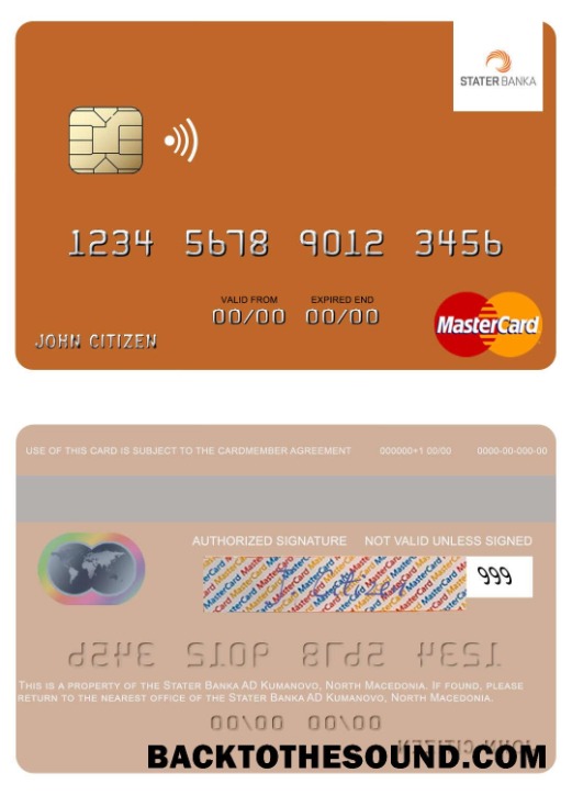 Λήψη Βόρεια Μακεδονία Stater Banka AD Kumanovo Mastercard Δείγμα σχεδιασμό