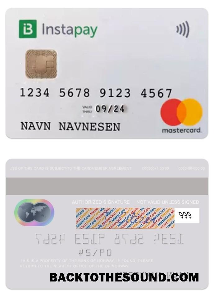Λήψη Νορβηγία Τράπεζα of Νορβηγία instapay Mastercard Δείγμα σχεδιασμό