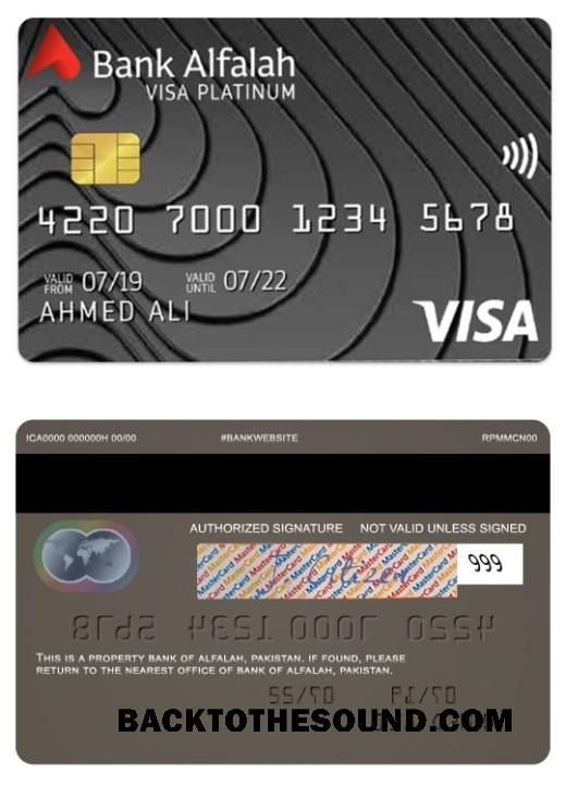 Λήψη Πακιστάν Τράπεζα of Alfalah platinum Βίζα Πίστωση Κάρτα Δείγμα πρότυπο