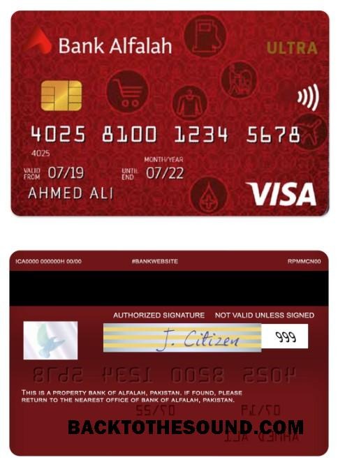 Λήψη Πακιστάν Τράπεζα of Alfalah Βίζα ultra cashback Πίστωση Κάρτα Δείγμα προσχέδιο