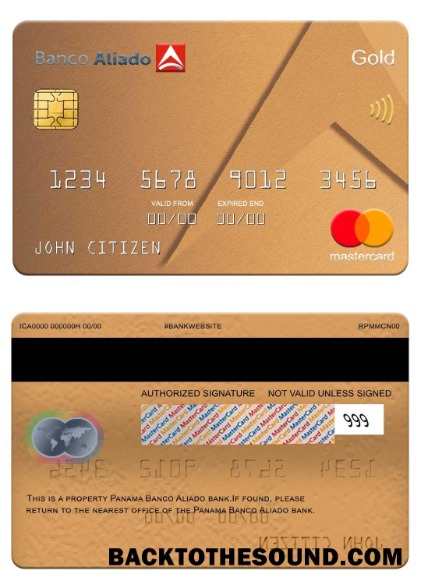 Λήψη Παναμάς Banco Aliado Τράπεζα Mastercard Δείγμα σχεδιασμό