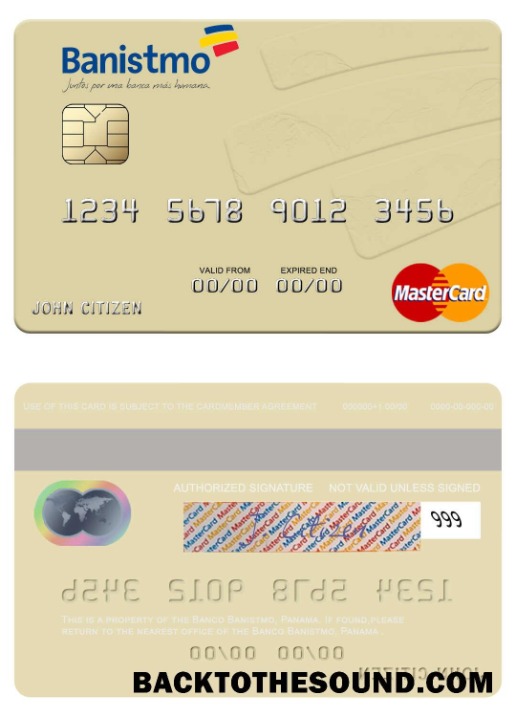 Λήψη Παναμάς Banco Banistmo Mastercard Δείγμα πρότυπο