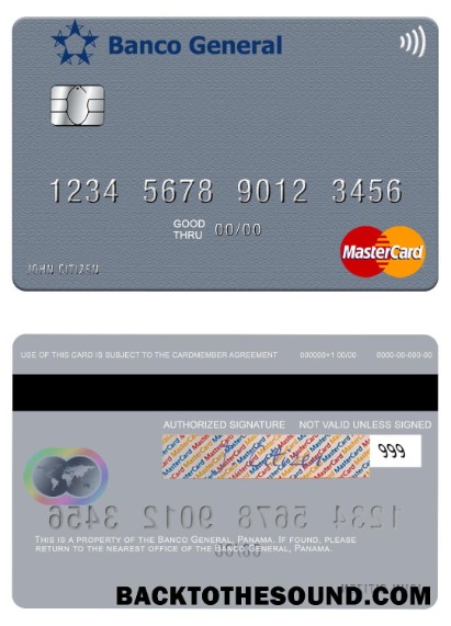 Λήψη Παναμάς Banco General Mastercard Δείγμα πρότυπο