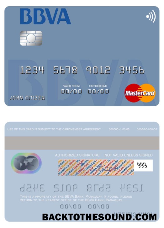 Λήψη Παραγουάη BBVA Τράπεζα Mastercard Δείγμα προσχέδιο