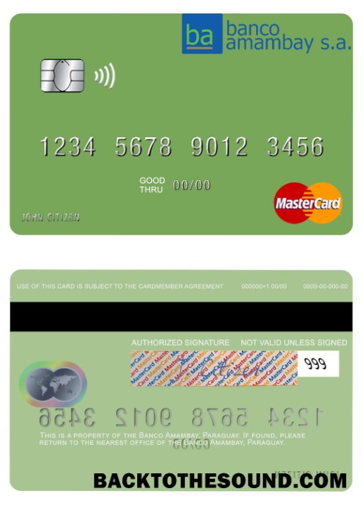 Λήψη Παραγουάη Banco Amambay Mastercard Δείγμα προσχέδιο