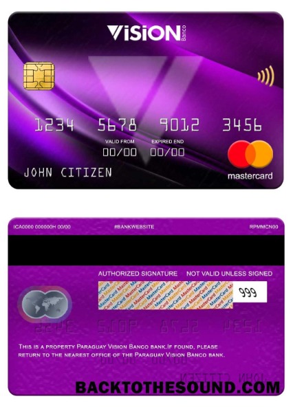 Λήψη Παραγουάη Vision Banco Τράπεζα Mastercard Δείγμα δείγμα