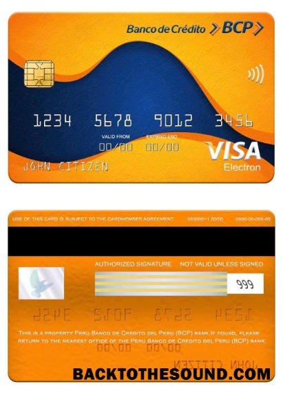 Λήψη Περού Banco de Credito del Περού (BCP) Τράπεζα Βίζα electron Κάρτα Δείγμα πρότυπο