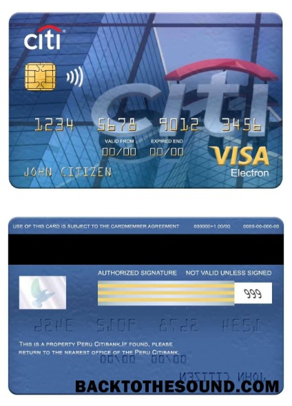 Λήψη Περού Citibank Βίζα electron Κάρτα Δείγμα προσχέδιο