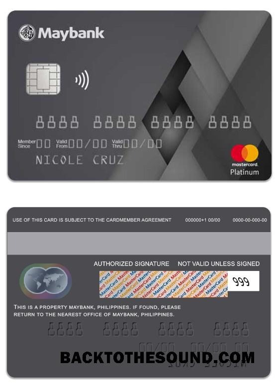 Λήψη Φιλιππίνες MayBank platinum Mastercard Δείγμα πρότυπο