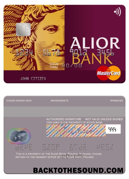 Λήψη Πολωνία Alior Τράπεζα Mastercard Δείγμα προσχέδιο