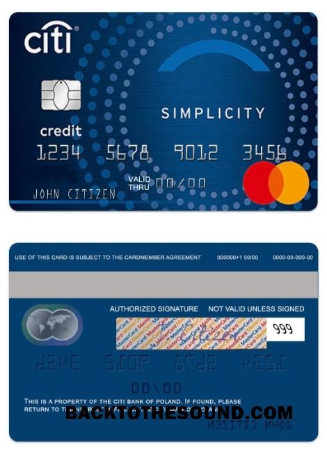 Λήψη Πολωνία CitiBank simplicity Mastercard Δείγμα προεπισκόπηση
