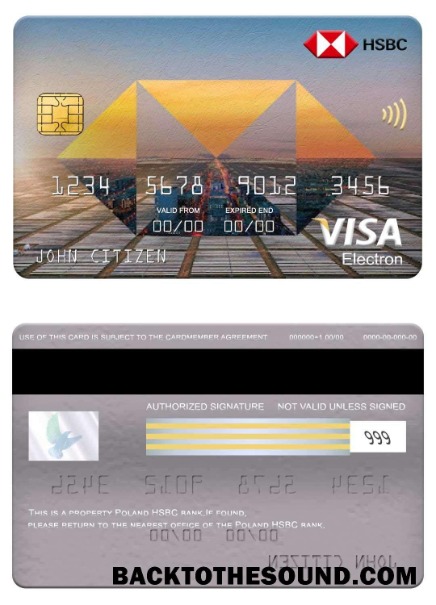 Λήψη Πολωνία HSBC Τράπεζα Βίζα electron Κάρτα Δείγμα δείγμα