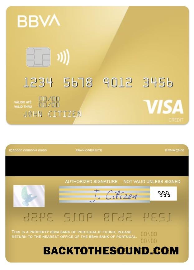 Λήψη Πορτογαλία BBVA Τράπεζα Βίζα gold Κάρτα Δείγμα προσχέδιο