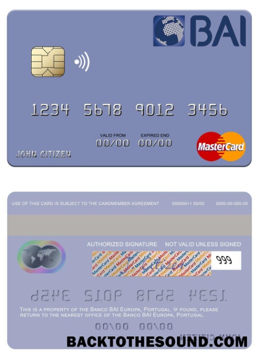 Λήψη Πορτογαλία Banco BAI Europa Mastercard Δείγμα πρότυπο