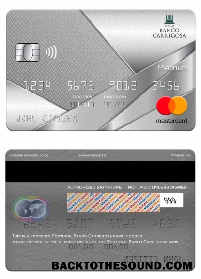 Λήψη Πορτογαλία Banco Carregosa Τράπεζα Mastercard platinum Δείγμα σχεδιασμό
