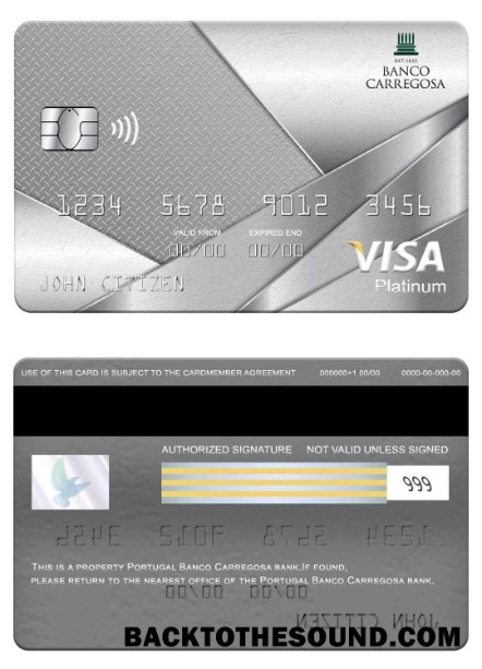 Λήψη Πορτογαλία Banco Carregosa Τράπεζα Βίζα platinum Κάρτα Δείγμα πρότυπο