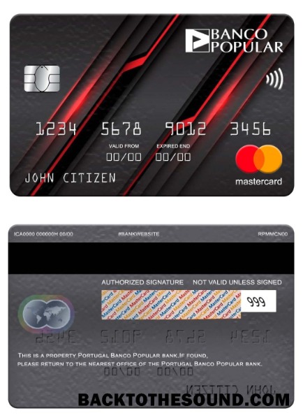 Λήψη Πορτογαλία Banco Popular Τράπεζα Mastercard Δείγμα προσχέδιο