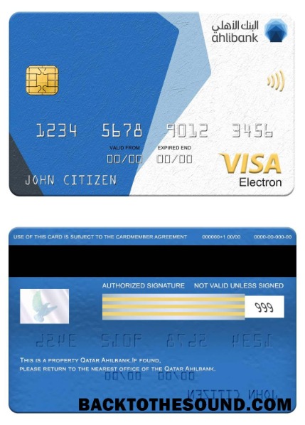Λήψη Κατάρ Ahilbank Βίζα electron Κάρτα Δείγμα πρότυπο