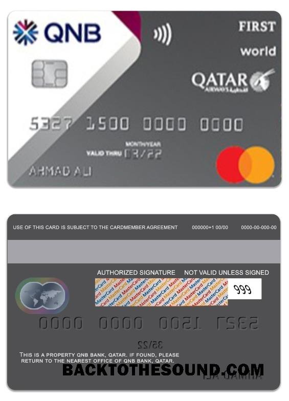 Λήψη Κατάρ QNB Τράπεζα Κατάρ Airways Co branded Mastercard Δείγμα πρότυπο