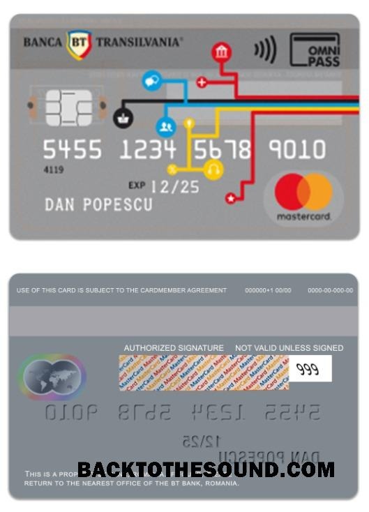 Λήψη Ρουμανία BT Τράπεζα Omnipass Mastercard Δείγμα πρότυπο