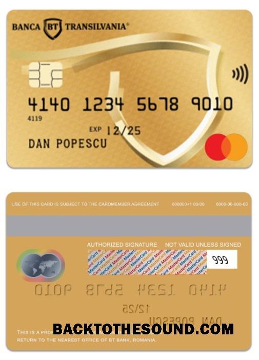 Λήψη Ρουμανία BT Τράπεζα gold Χρέωση Mastercard Δείγμα πρότυπο