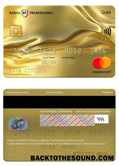 Λήψη Ρουμανία Banca Transilvania Τράπεζα Mastercard gold Δείγμα δείγμα