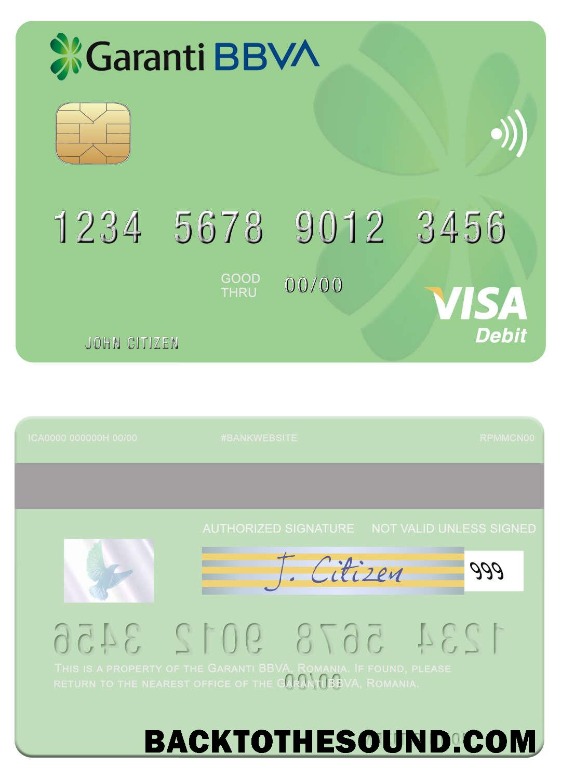 Λήψη Ρουμανία Garanti BBVA Βίζα Χρέωση Κάρτα Δείγμα δείγμα