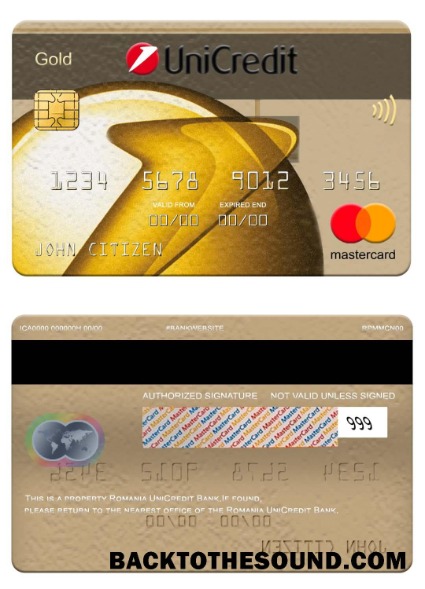 Λήψη Ρουμανία UniCredit Τράπεζα Mastercard gold Δείγμα δείγμα