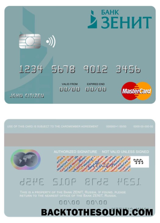 Λήψη Ρωσία Τράπεζα ZENIT Mastercard Δείγμα σχεδιασμό