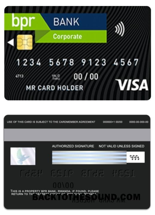 Λήψη Ρουάντα BPR Τράπεζα corporate Βίζα Κάρτα Δείγμα πρότυπο